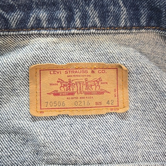 VTG 80s Levi's Men 42 Denim Trucker Vest Blue Cut Off 70506 Pockets 0216 Red Tab - Picture 5 of 12